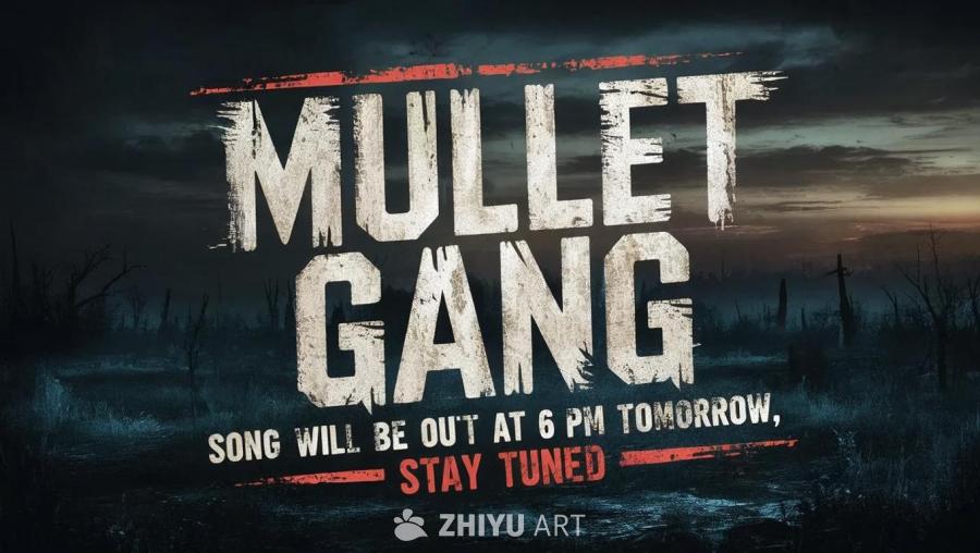 图片显示音乐预告，标题为“Mullet Gang”