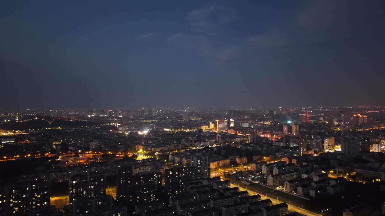航拍昆山城区夜景风光 6