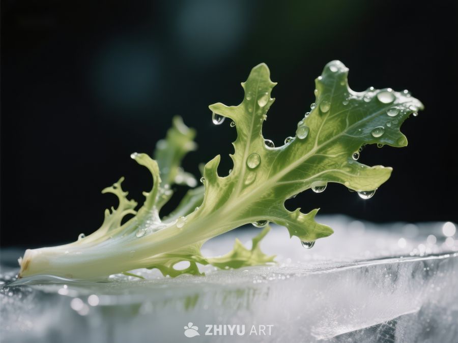 冰上新鲜绿叶 3