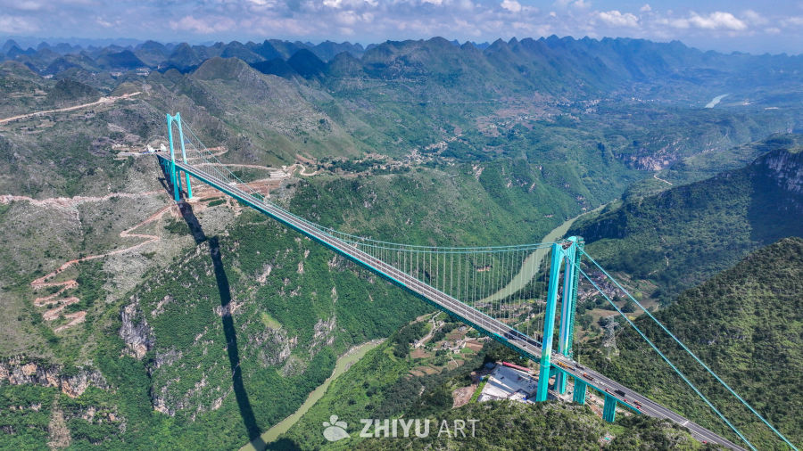 航拍贵州花江峡谷大桥  贵州桥梁 14