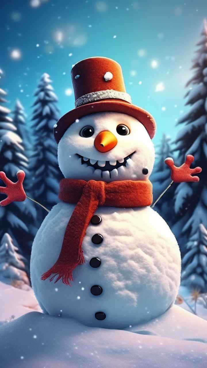 冬季插画雪人堆 20