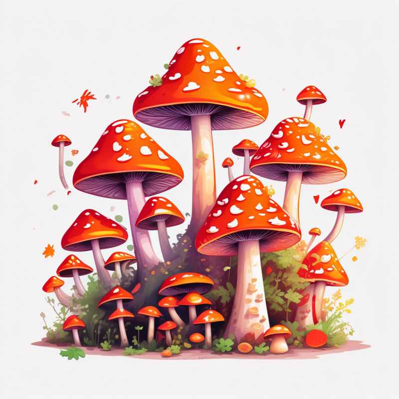 色彩缤纷的卡通蘑菇有浅橙色 6