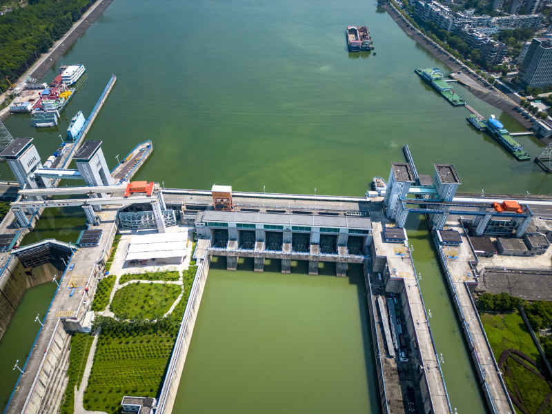 湖北宜昌三峡葛洲坝水电站航拍摄影图