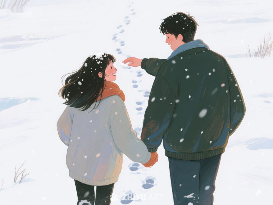 雪中漫步的温馨时刻 987