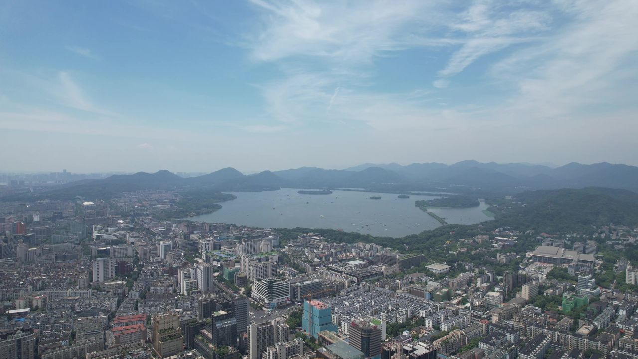 浙江杭州城市大景航拍