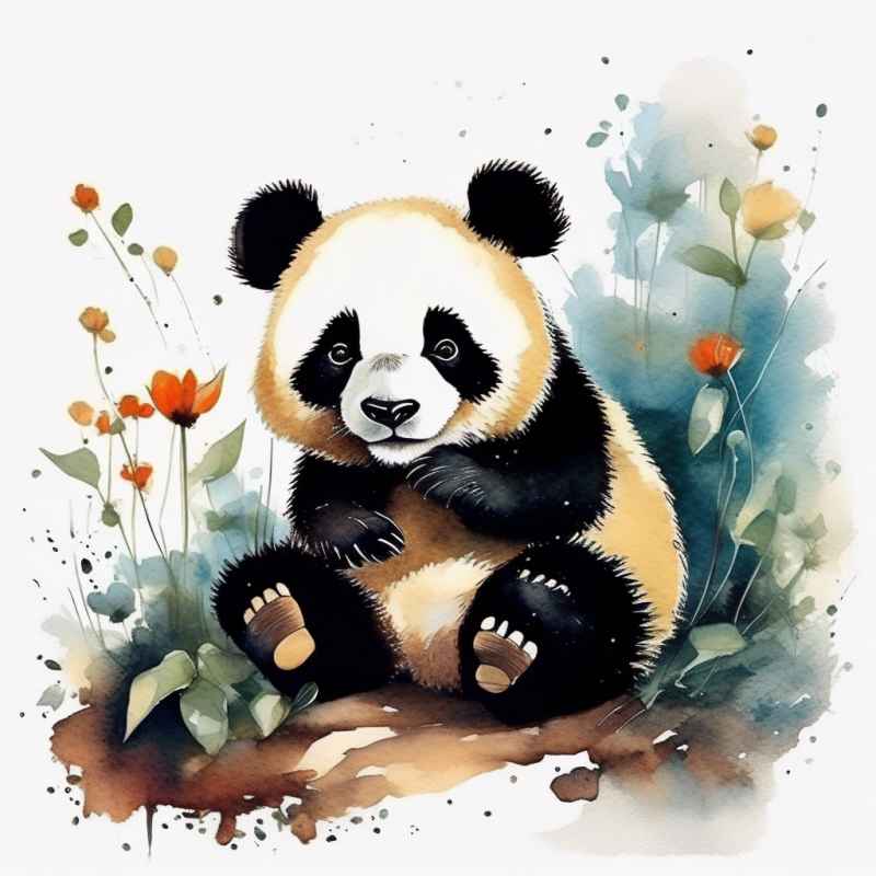 可爱熊猫插画简约风格 73