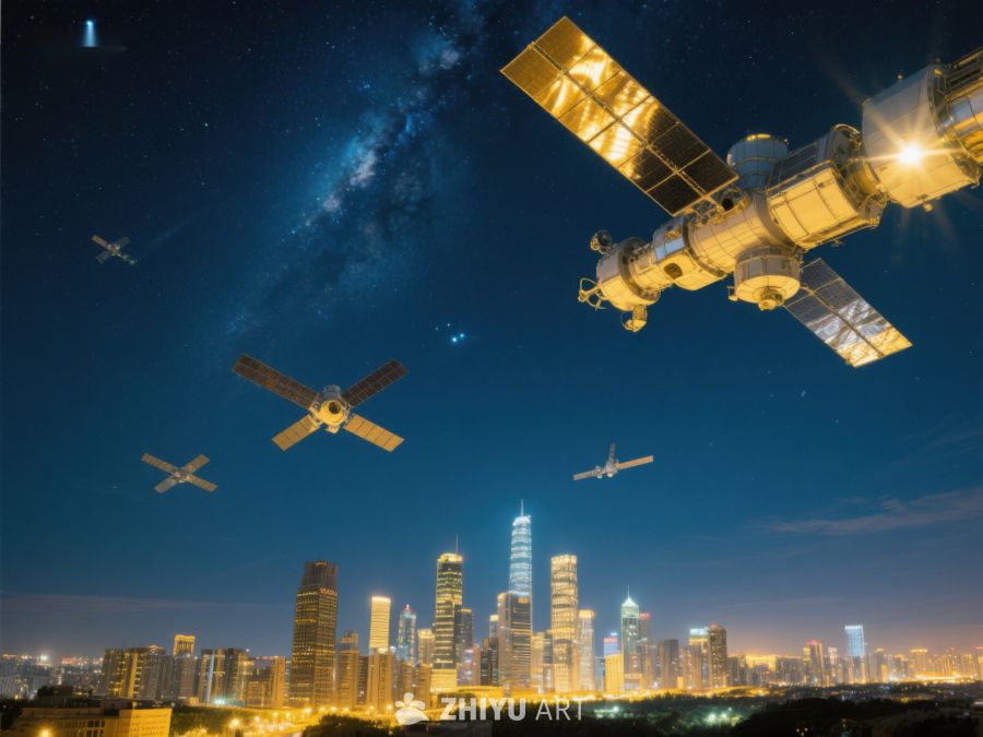城市夜景与太空卫星 8