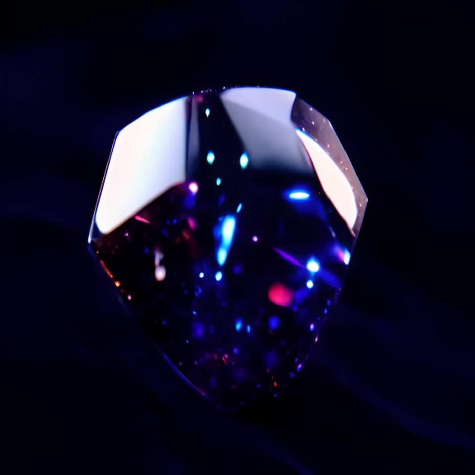 一个经过抛光的宝石的特写镜头，其表面反射出多种鲜艳