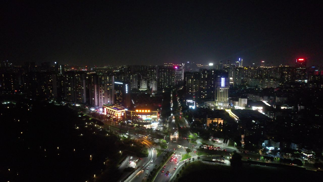 广东佛山城市夜景航拍