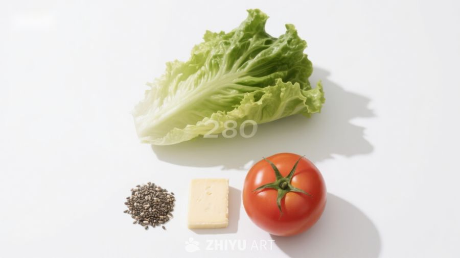 新鲜蔬菜与调味料静物