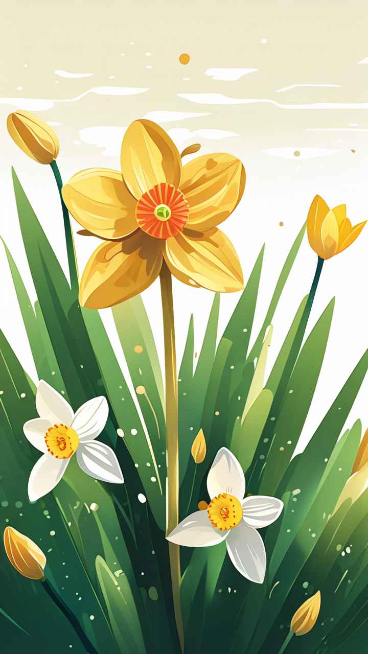 春季 水仙扁平插画 4