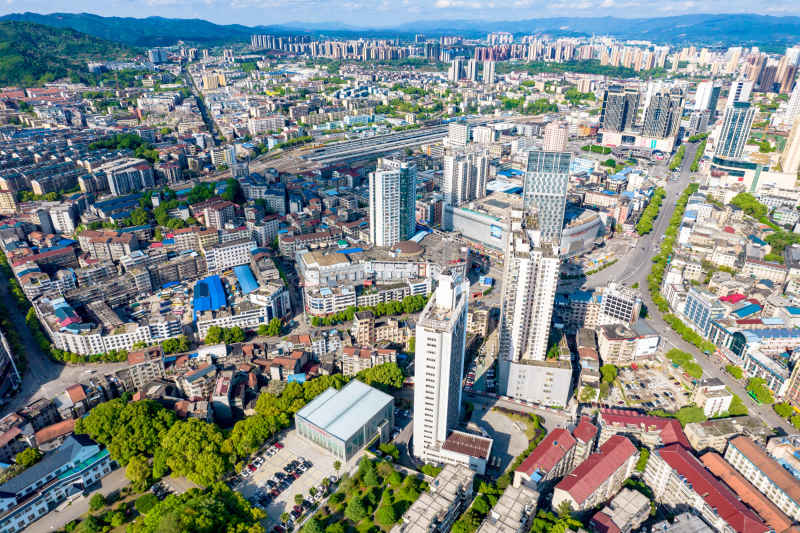 湖南湘西怀化城市风光航拍