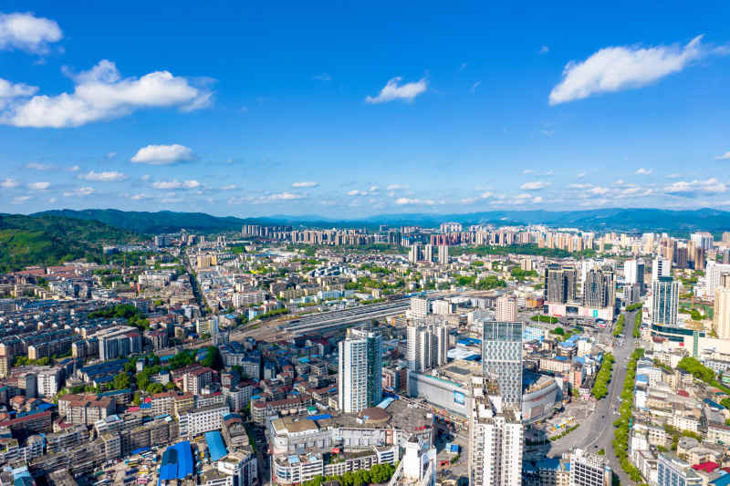 湖南湘西怀化城市风光航拍