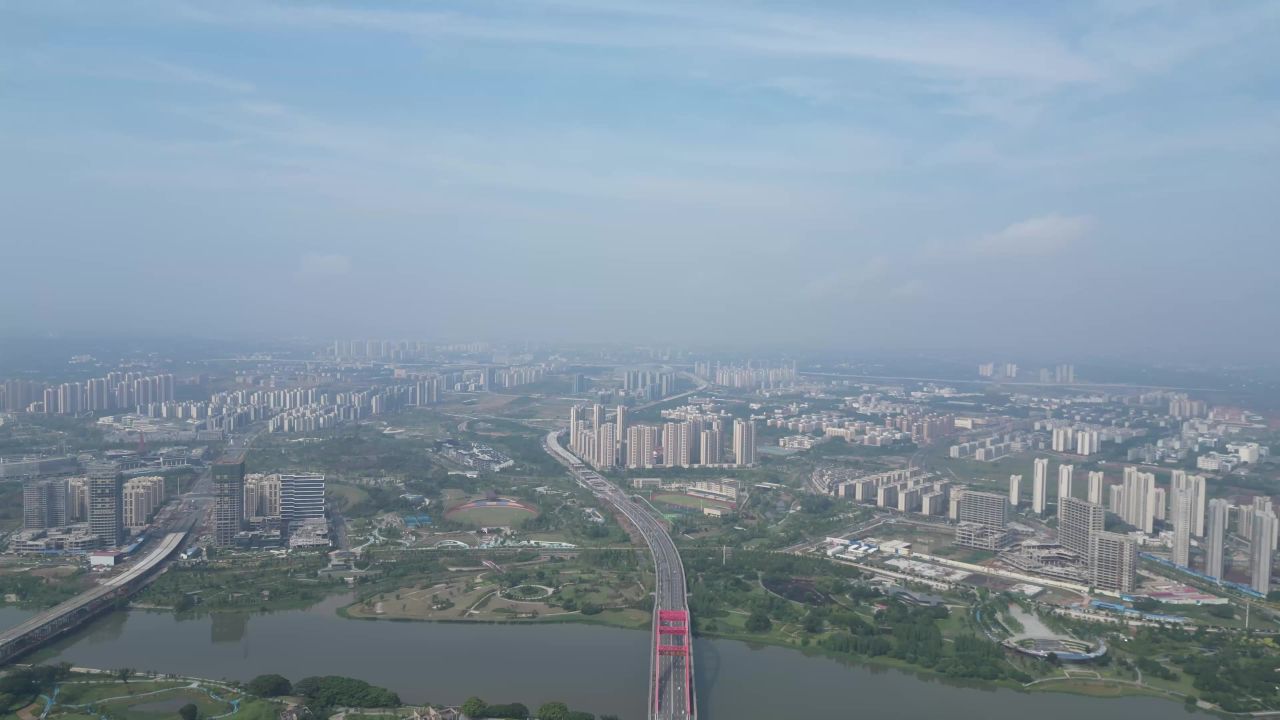 航拍江西赣州新世纪大桥