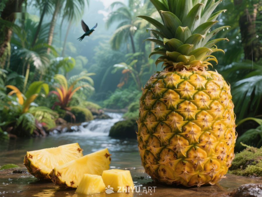 热带雨林中的新鲜菠萝 413
