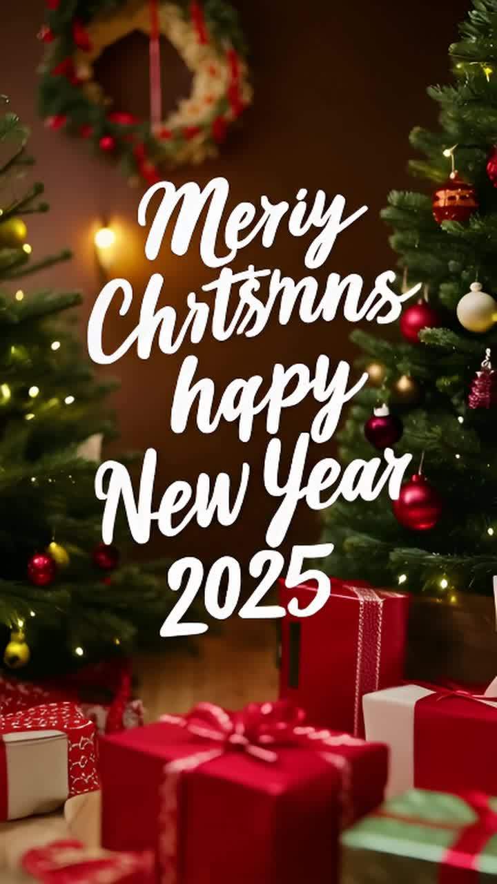 画面中心以手写风格的白色字体写着Merry Chr