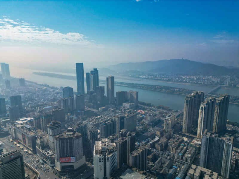湖南长沙城市风光航拍摄影图