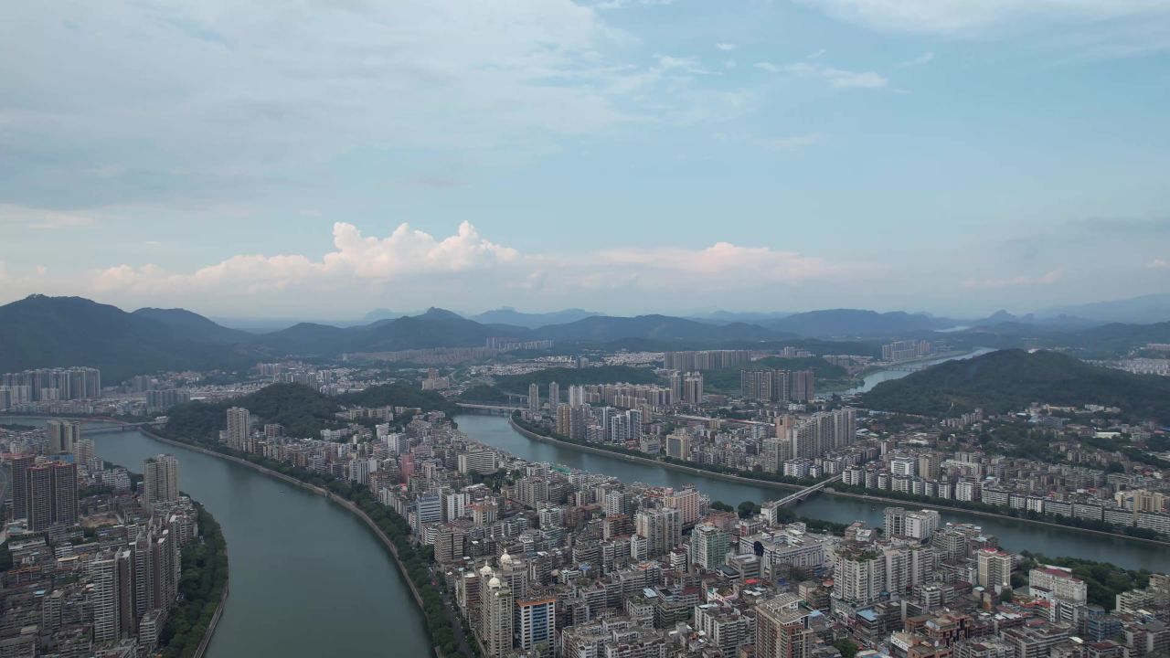 广东韶关城市风光地标建筑航拍 
