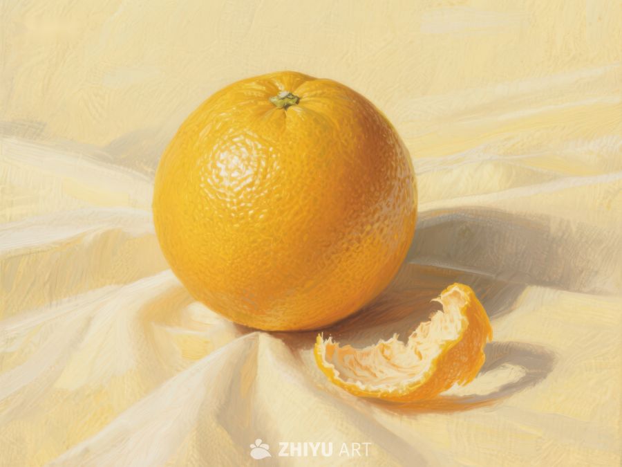 橙子与果皮的静物画 48