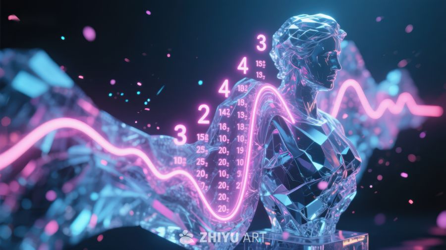 未来科技女性与数据波形 681