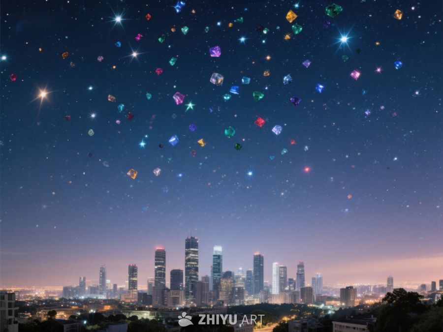 夜空璀璨宝石与城市天际线 253