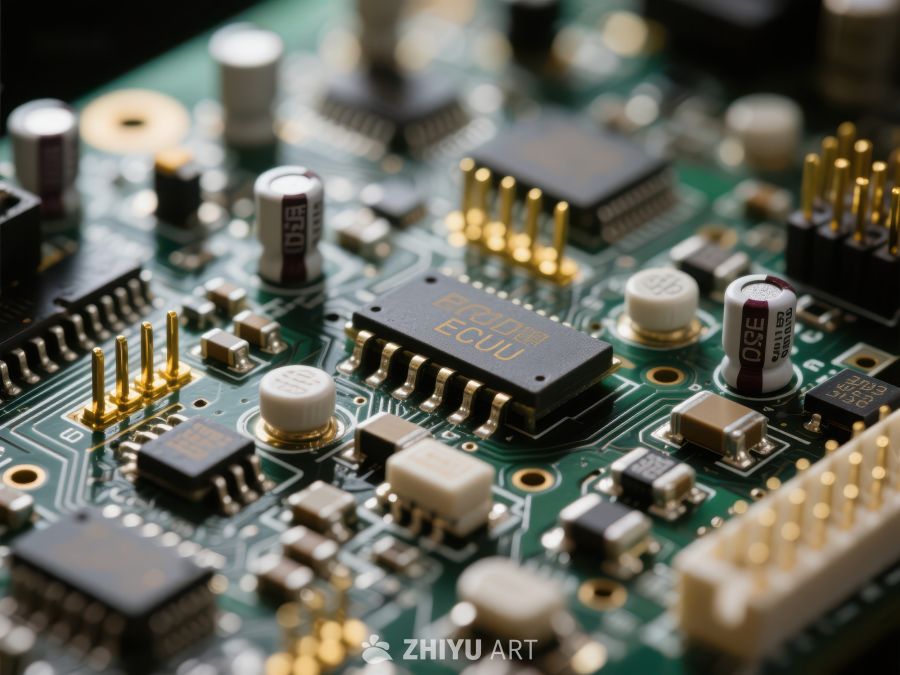 电路板上的微电子元件特写 32