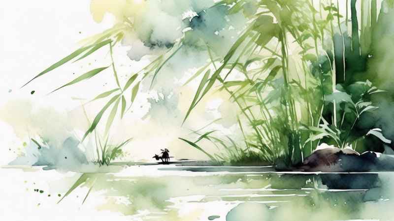 绿竹水墨插画背景图 48