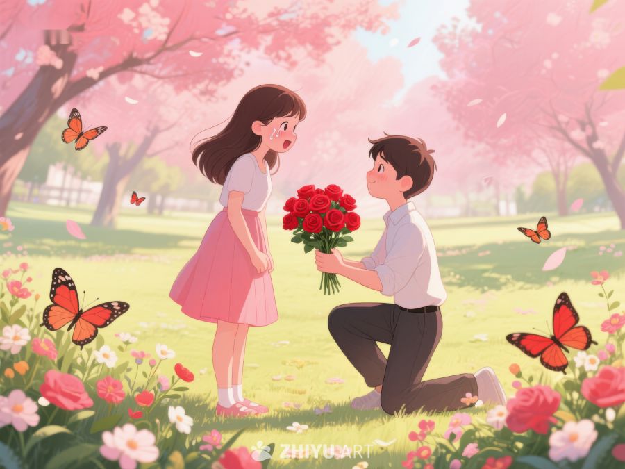 花园中浪漫求婚场景 370