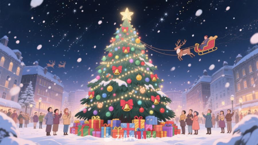 圣诞树下的欢乐夜景 191