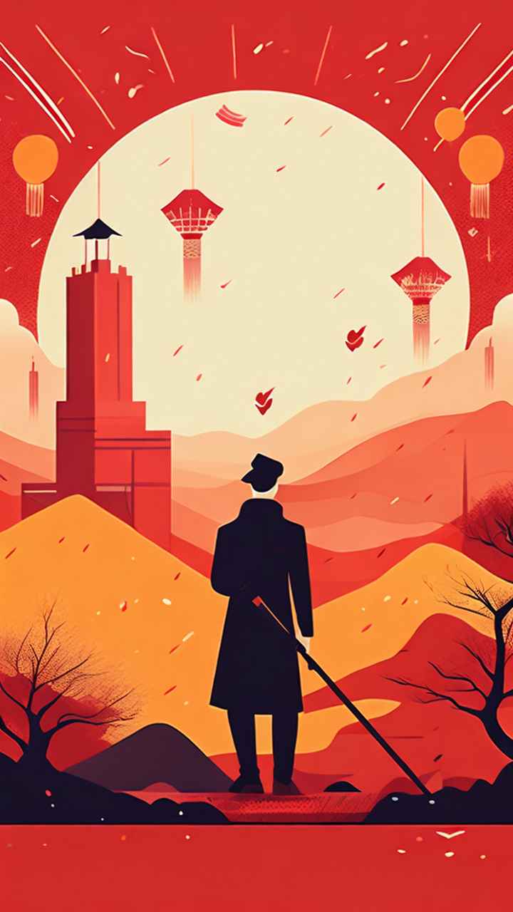 春节新春扫尘简约插画背景 40
