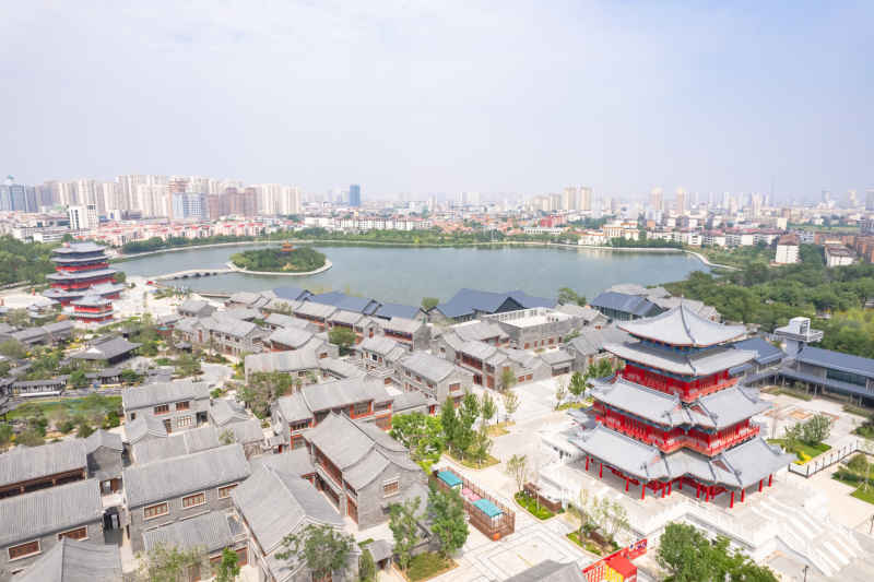 河北沧州城市风光地标建筑航拍图 
