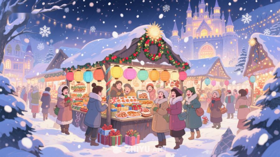 冬日雪景中的圣诞集市 15