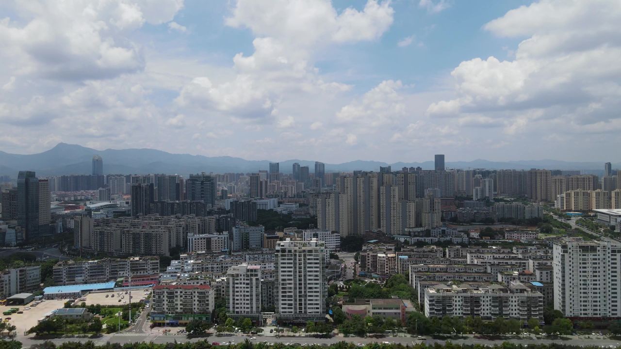 江西赣州城市天际线航拍 