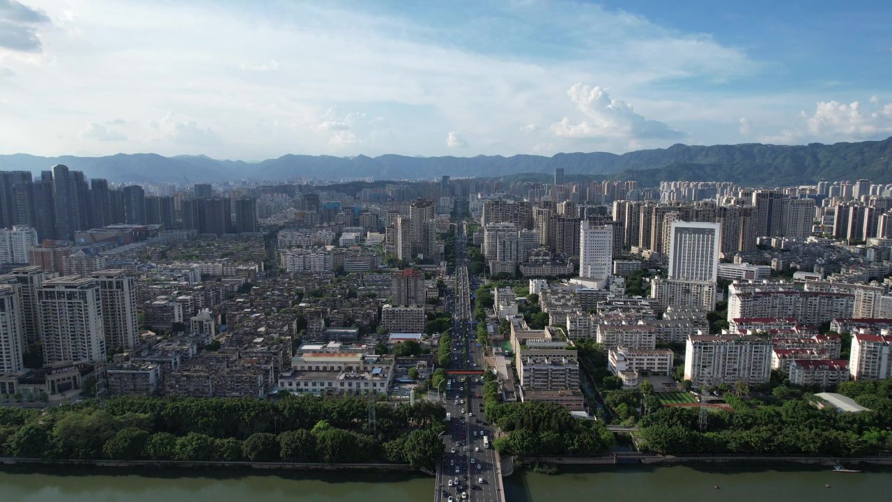 航拍福建福州城市风光