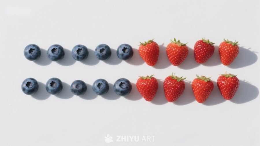 蓝莓与草莓的排列对比 158