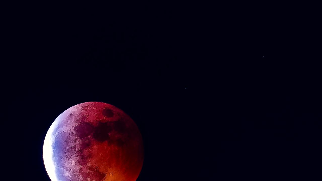 月全食月掩天王星天文现象延时摄影
