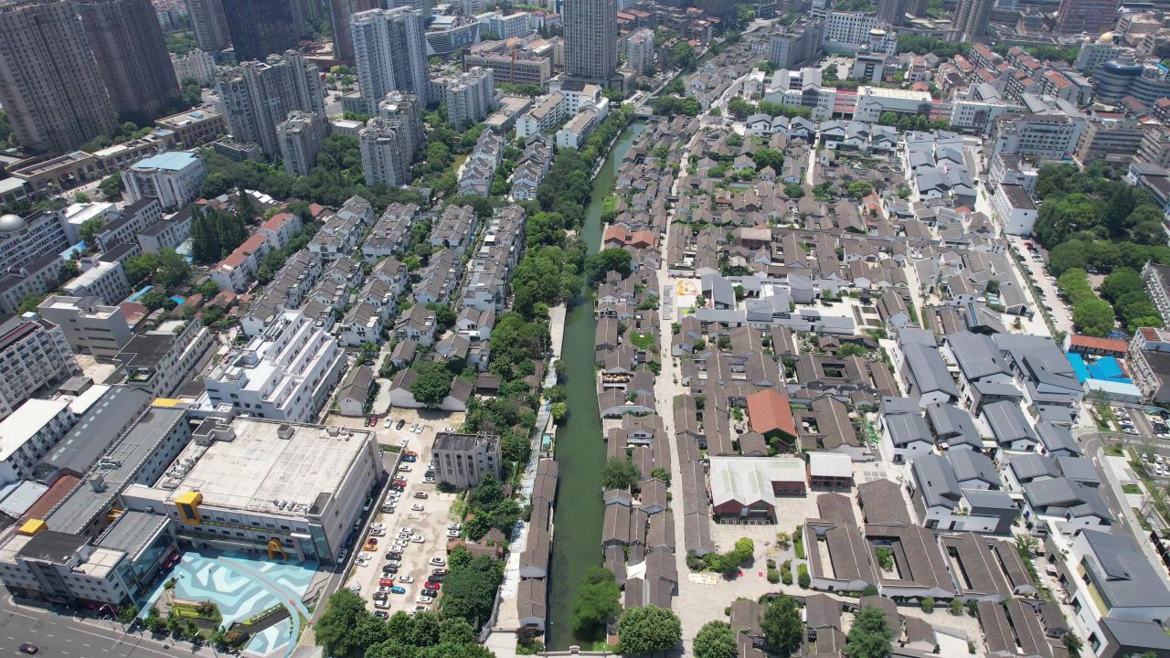 江苏常州城市风光航拍 