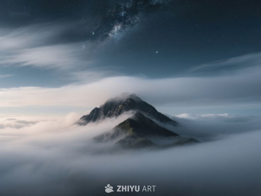 云海之上，夜空下的山峰 605