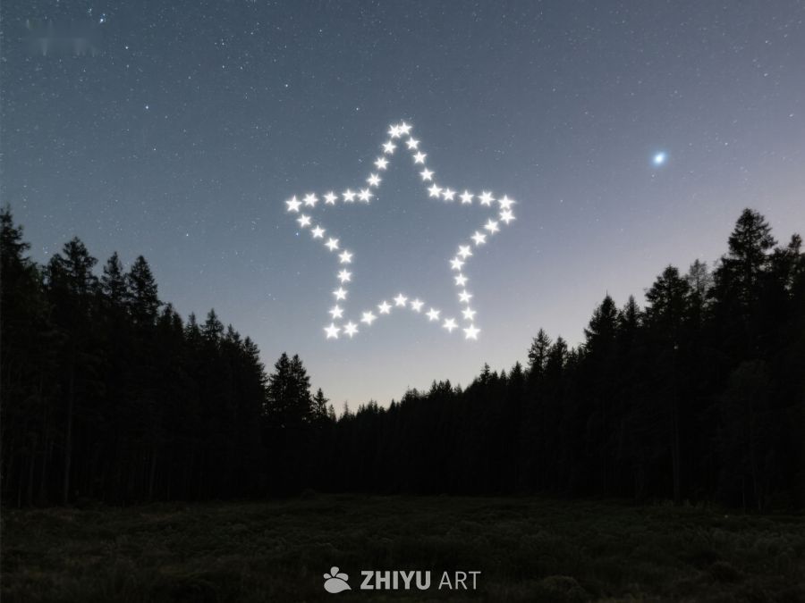 夜空中的星星构成五角星图案 447