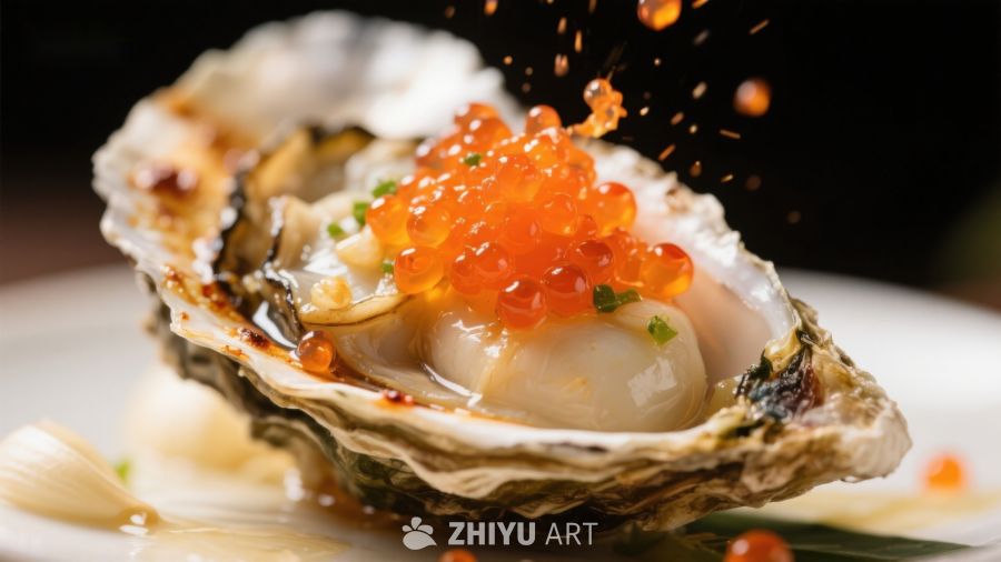 生蚝配鱼子酱，精致美食
