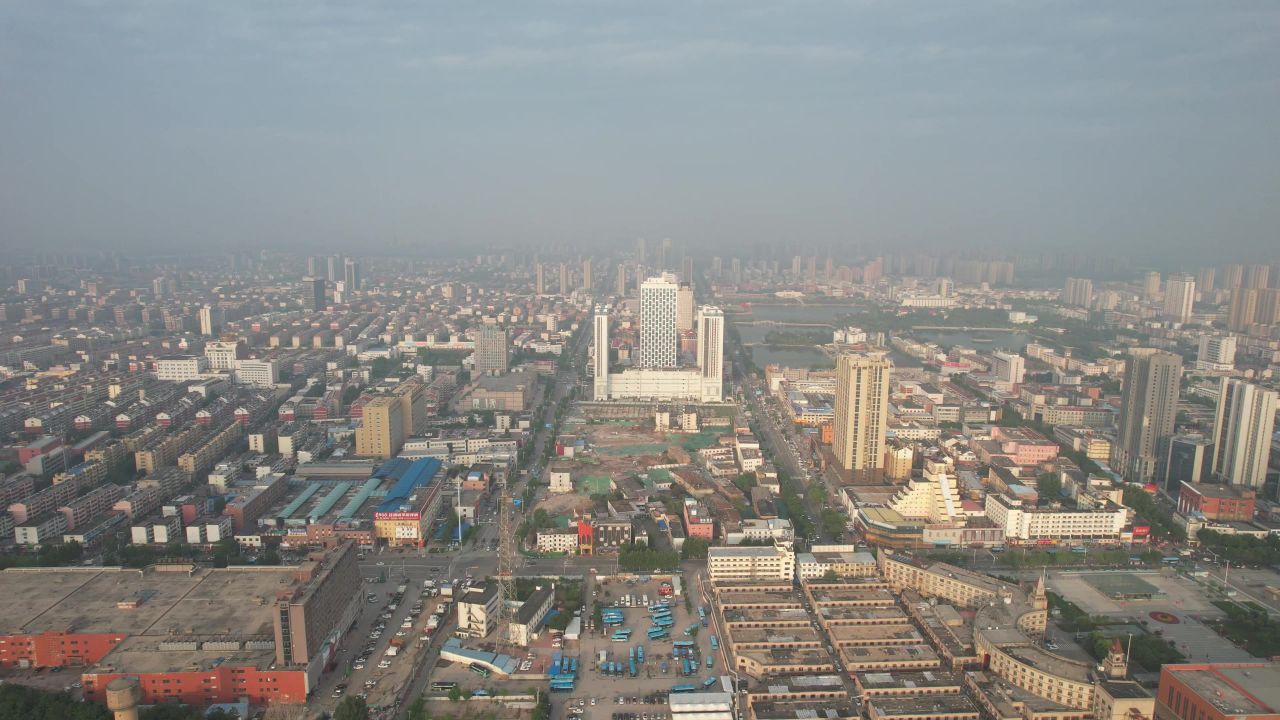 山东德州城市风光航拍 