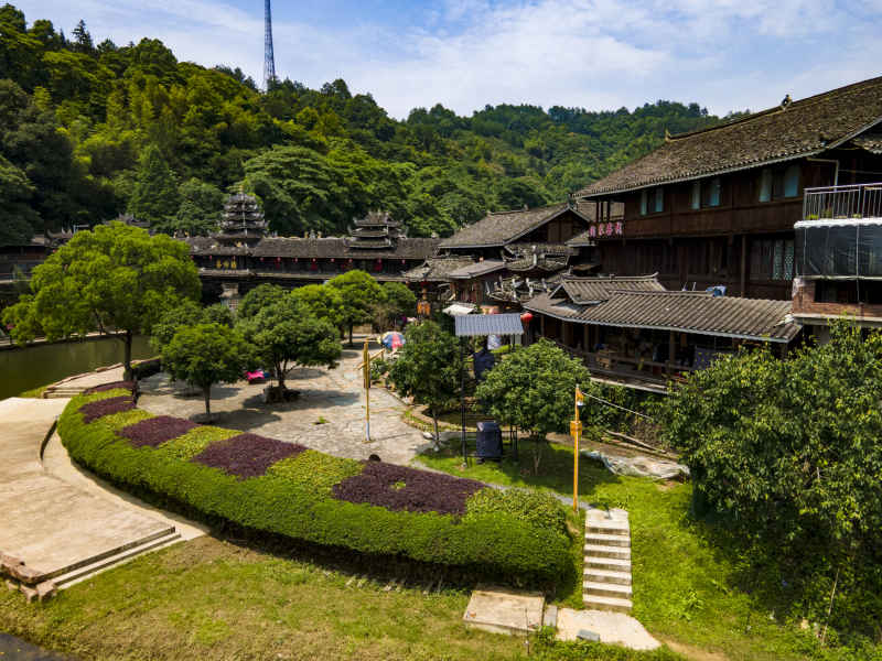 湖南新晃皇都侗寨4A景区航拍摄影图