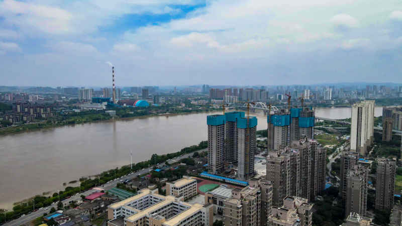 湖南株洲城市风光航拍 