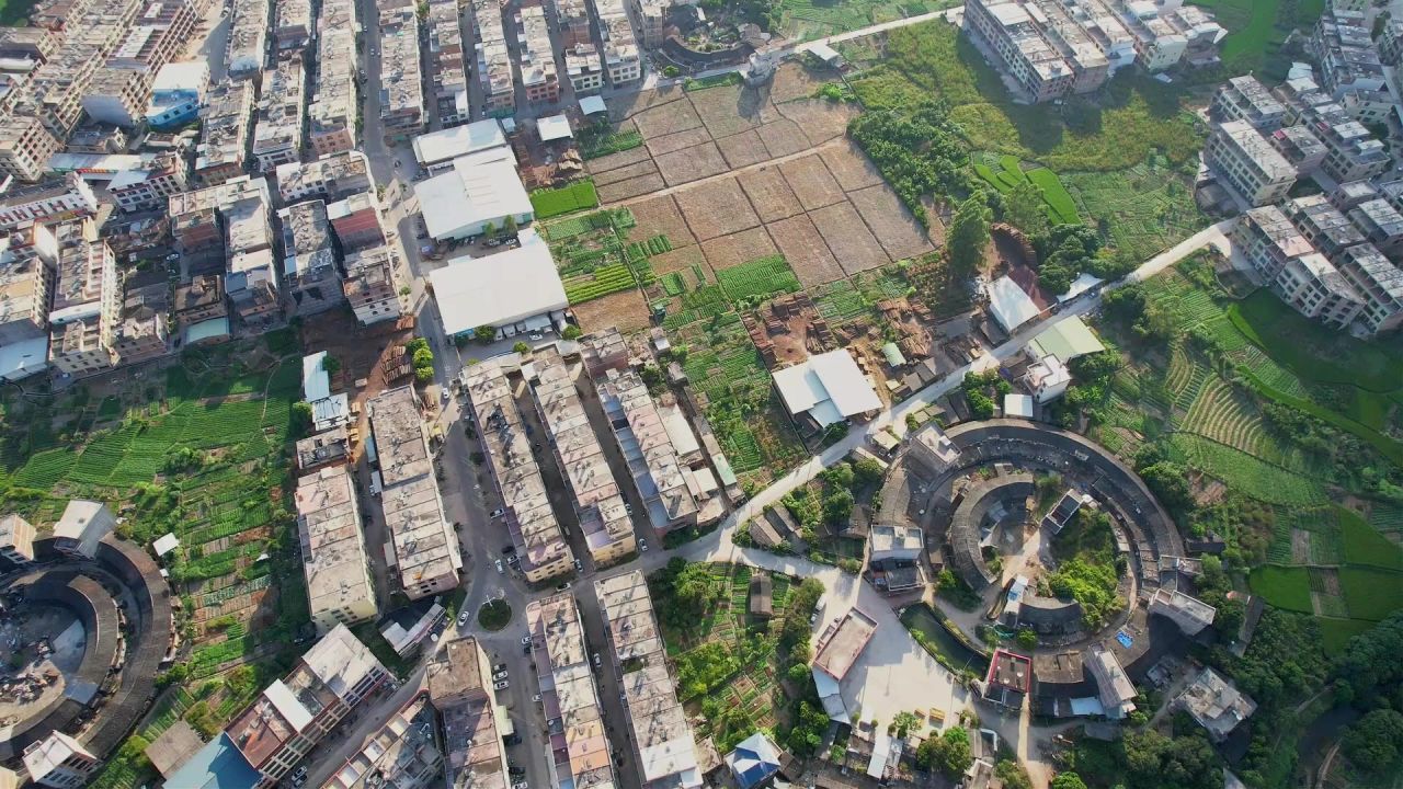 航拍漳州新农村景观 
