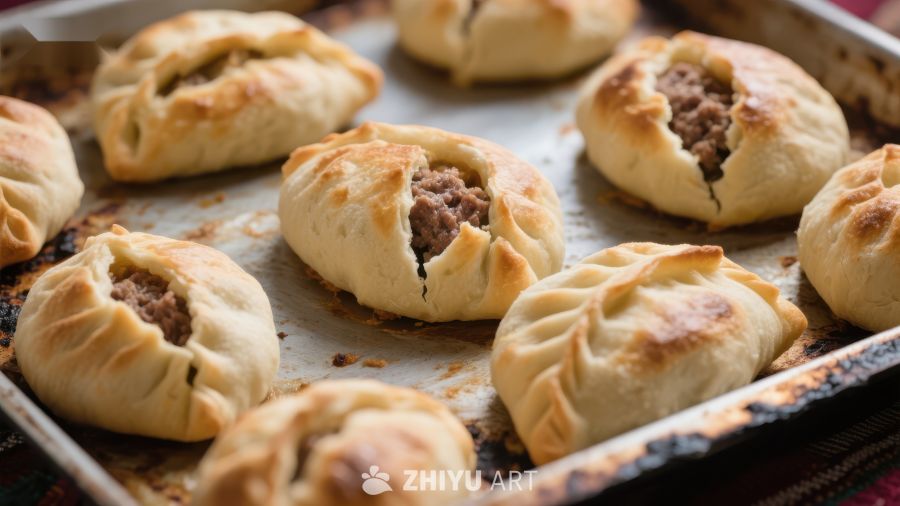 金黄酥脆的肉馅面包