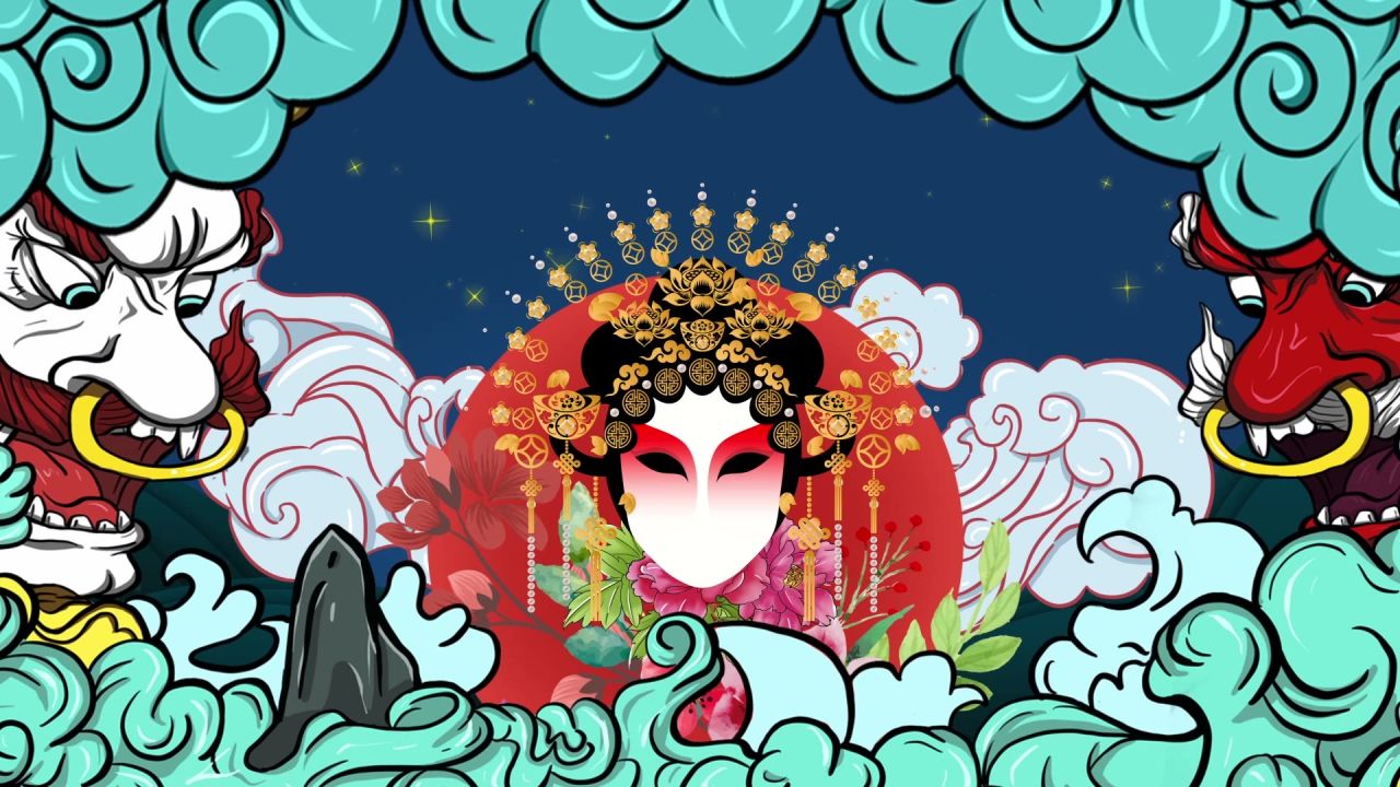 古风背景视频 中国风 意境春天 桃花 水墨 64