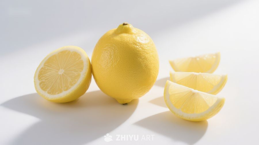 新鲜柠檬与切片展示