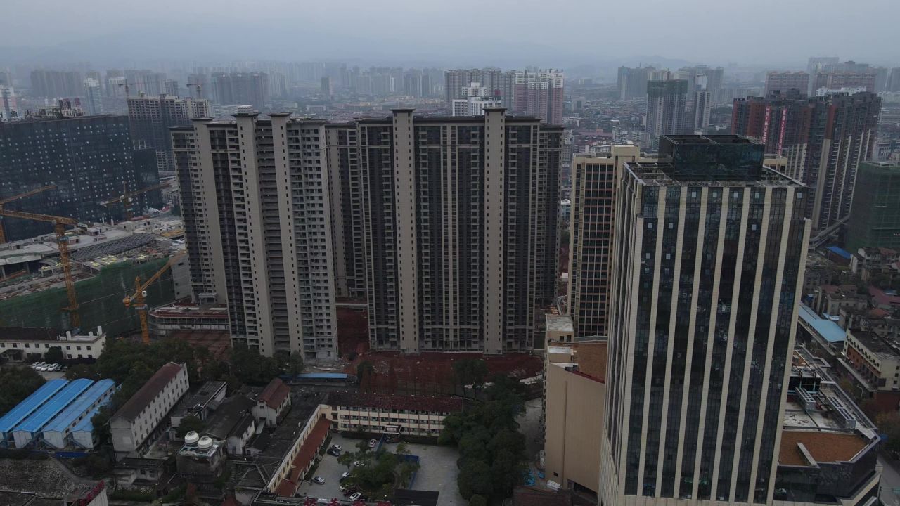 城市高楼建筑施工工地航拍 