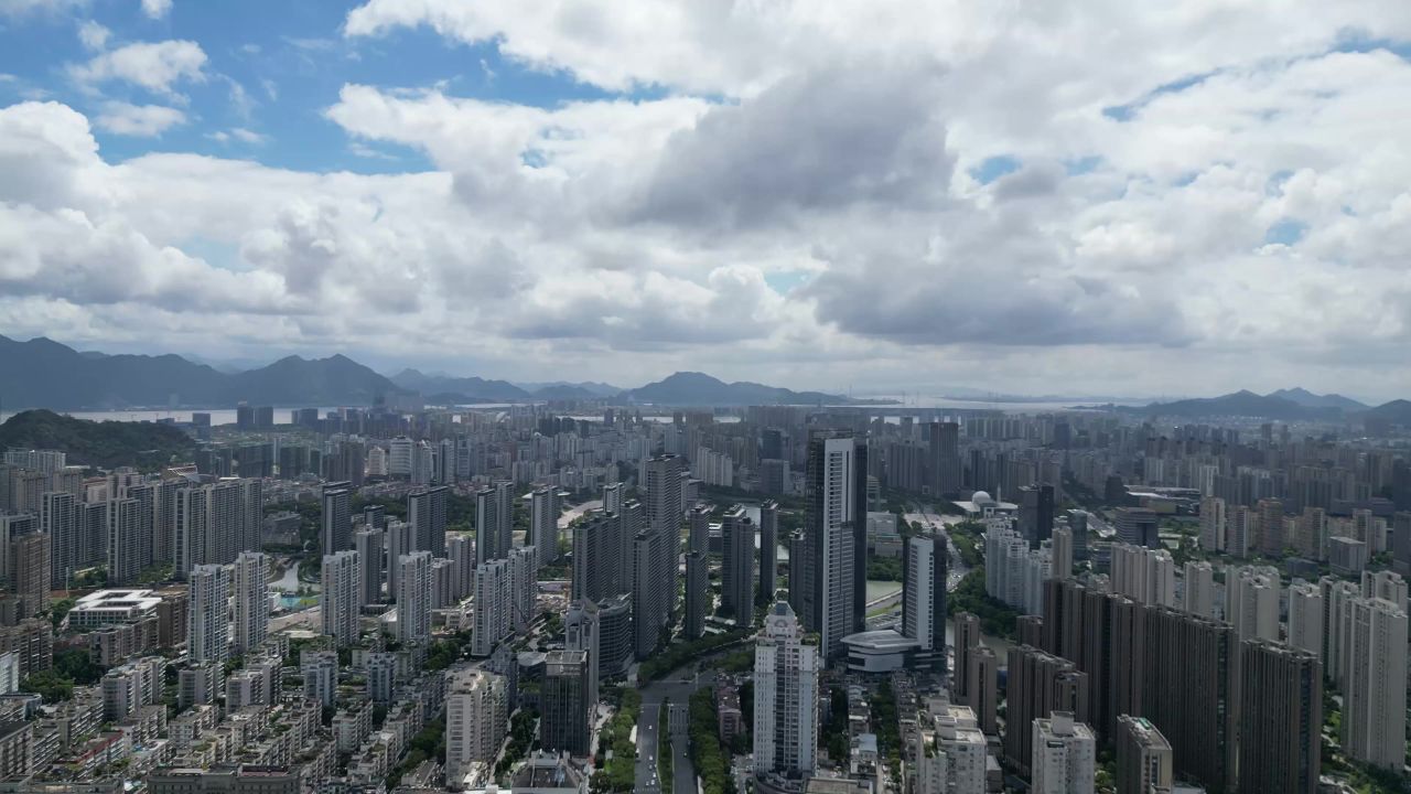 航拍温州城市天际线温州大景
