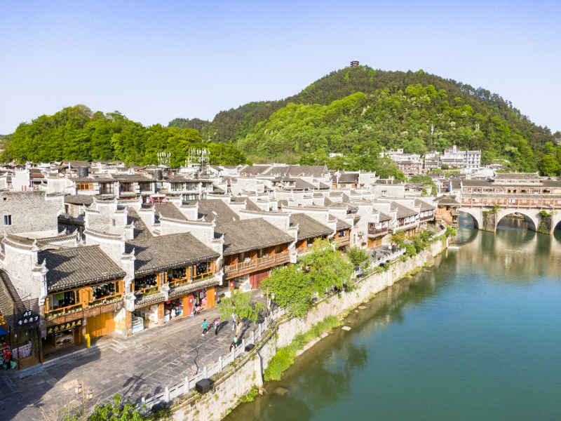 湖南湘西凤凰古城航拍